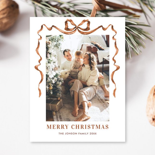 Cartão Postal Festivo Feliz Natal Arco Fita 2 Foto (Criador carregado)