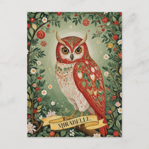 Cartão Postal Festivo Foliage Owl Personalizado