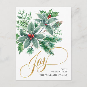 Cartão Postal Festivo Holly Berry Natal Saudação Feriado