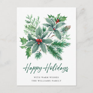 Cartão Postal Festivo Holly Berry Natal Saudação Feriado