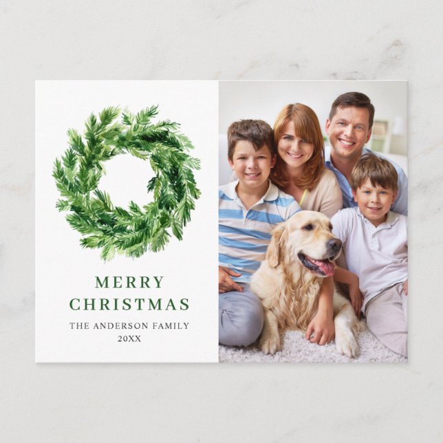 Cartão Postal Festivo Pine Branch Fúria Férias Férias FOTO (Frente)