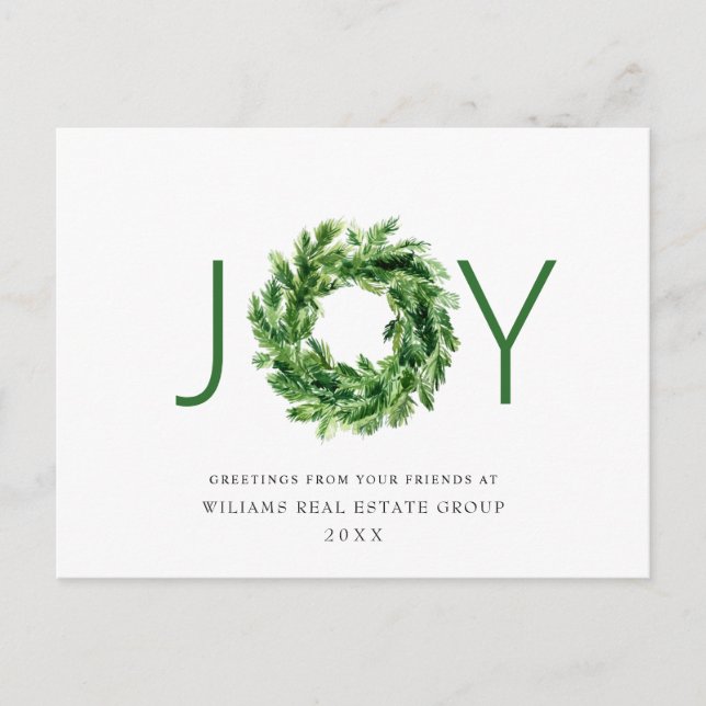 Cartão Postal Festivo Pine Branch Wreath Christmas Corporate (Frente)