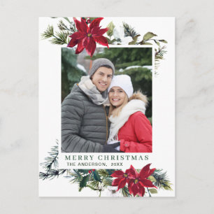 Cartão Postal Festivo Red Poinsettia Natal Férias de Saudação