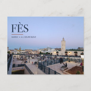 Cartão Postal Fez à Blue Hour Jardim e Minarete