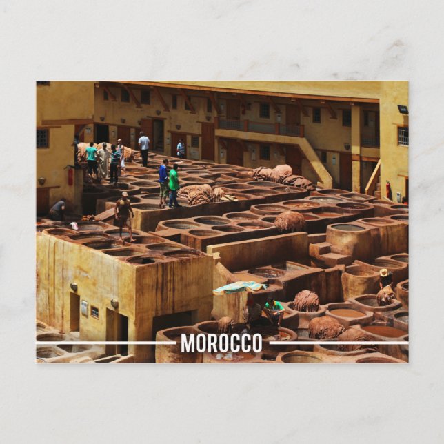 Cartão Postal Fez Leather Tannery - Chouara Morocco (Frente)