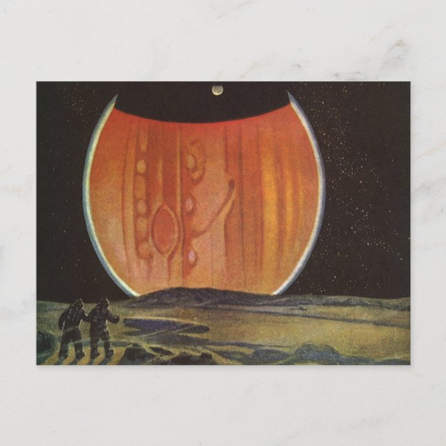 Cartão Postal Ficção Científica Vintage, Astronautas em Ganímede (Frente)