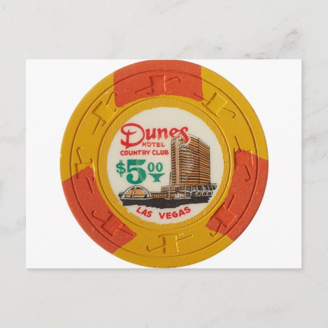 Cartão Postal Ficha de pôquer de cassino de Las Vegas obsoleta (Frente)
