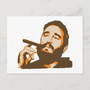 Cartão Postal Fidel Castro com Cartão-postal de Charuto
