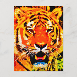 Cartão Postal Fierce Bright Orange Siberian Tiger