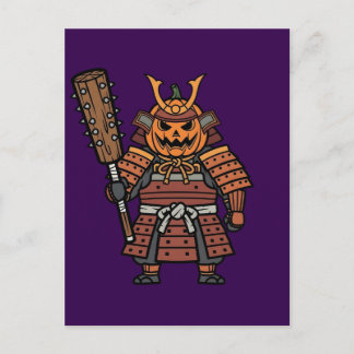 Cartão Postal Fierce Pumpkin Samurai Warrior with Kanabo Club Il