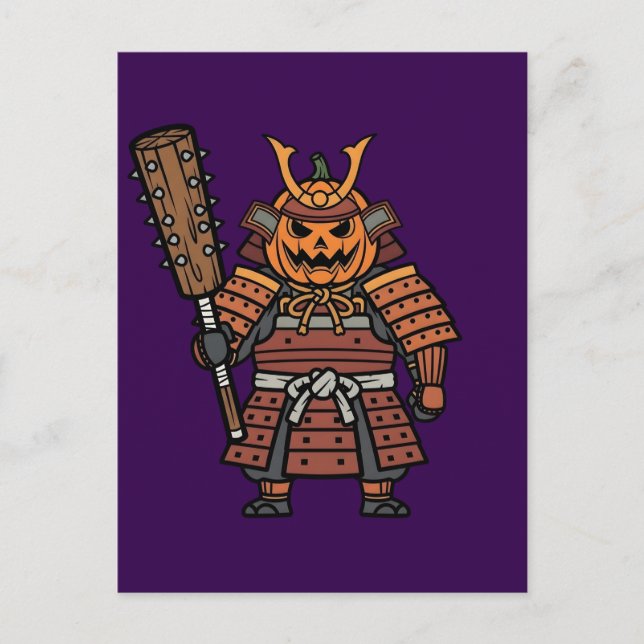 Cartão Postal Fierce Pumpkin Samurai Warrior with Kanabo Club Il (Frente)