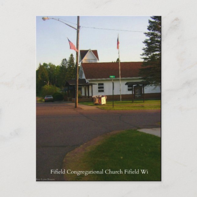 Cartão Postal Fifield Congregation Church Fifield WI (Frente)