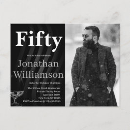 Cartão Postal Fifty Modern 50th Birthday Party Photo For Him