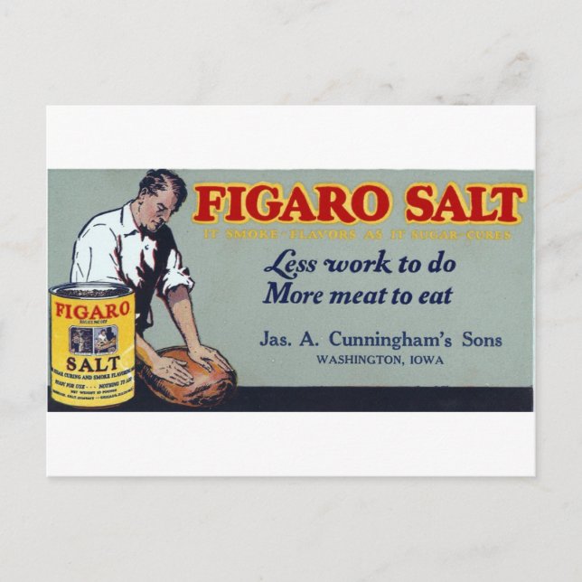 Cartão Postal Figaro Salt Ad Washington,IA (Frente)