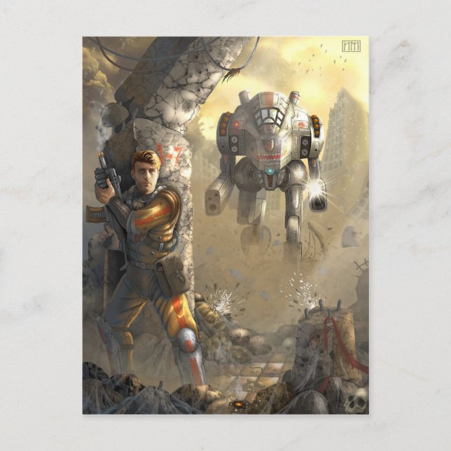 Cartão Postal Fight with the robot (Frente)