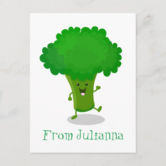 Cartão Postal Figura de desenho animado de brócolis dançante de  (Frente)