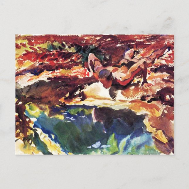 Cartão Postal Figura e Piscina por Sargent (Frente)