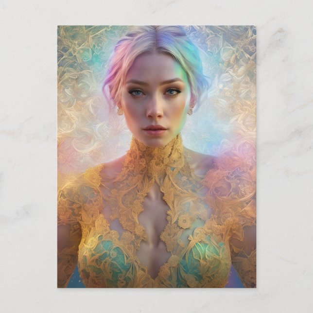 Cartão Postal Figura feminina no local do Pastel (Frente)