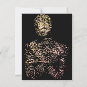 Cartão Postal Figura Humana em Arame em Movimento Abstrato