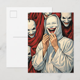 Cartão Postal Figuras de Culto Máscaras Sorriso Sinistro Arte Po