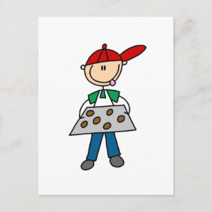 Cartão Postal Figuras de Palito Fazendo Biscoitos Camisetas e Pr