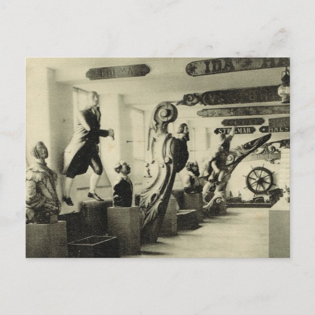 Cartão Postal Figurehead, Hallands Museum, Halmstad, Noruega (Frente)