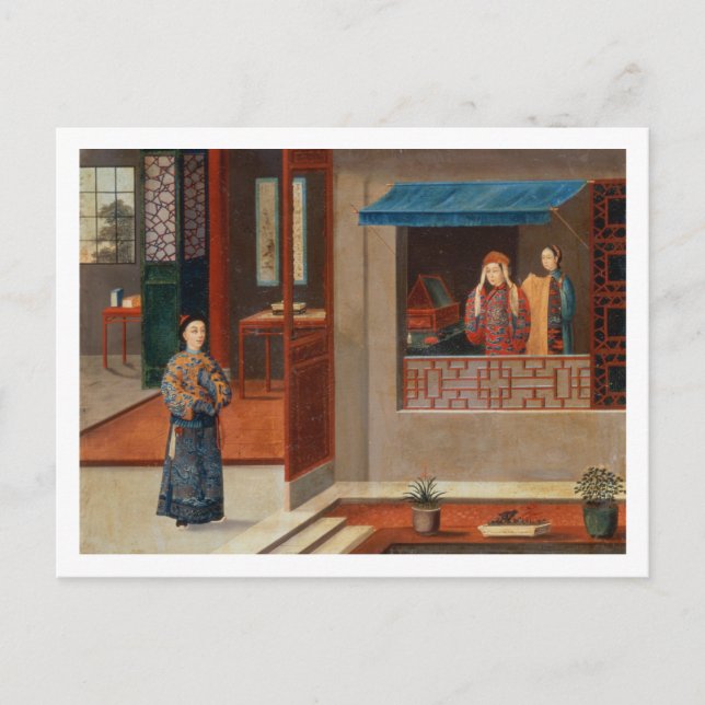 Cartão Postal Figures in a dressing room interior (Frente)