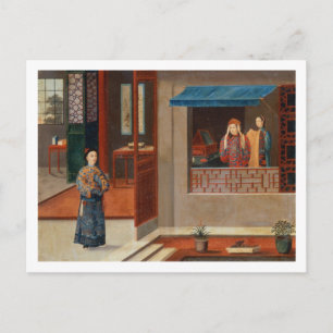 Cartão Postal Figures in a dressing room interior