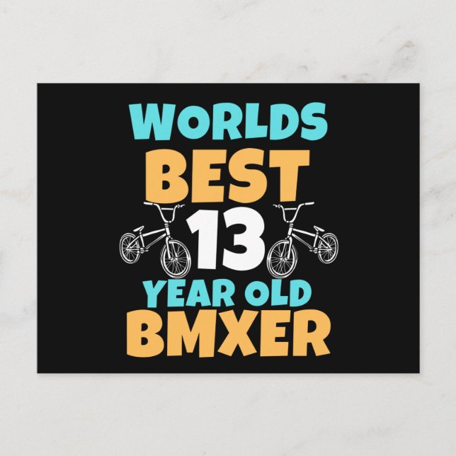 Cartão Postal Figurino de Festa de aniversário BMX de 13 anos (Frente)