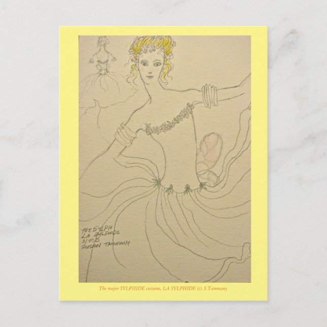 Cartão Postal Figurino para o princípio Sylphide em balé (Frente)