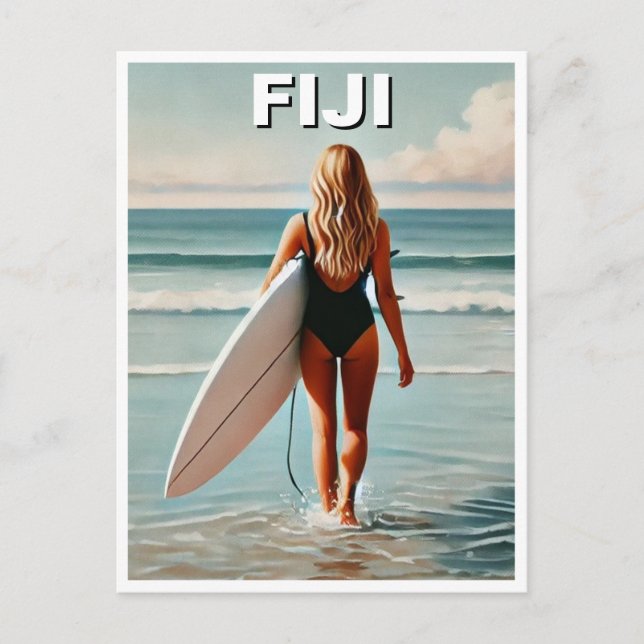 Cartão Postal Fiji Surfer Girl (Frente)