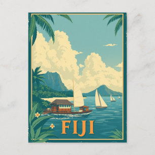 Cartão Postal Fiji Tropical Island Beach Retro