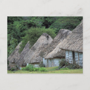 Cartão Postal Fiji, Viti, Casas de cabanas tradicionais.