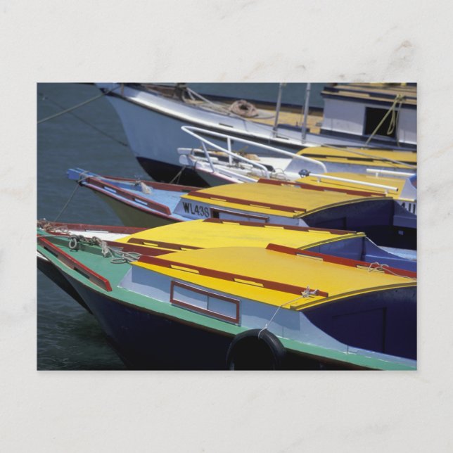 Cartão Postal Fiji, Viti Levu, Lautoka, Pequenos barcos em Porto (Frente)