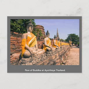 Cartão Postal Fila de Buda na Tailândia Ayutthaya.