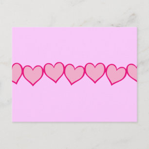 Cartão Postal Fila de Corações Rosa