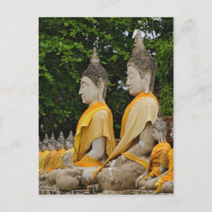 Cartão Postal Fila de estátuas de Buda, Wat Yai Chaya Mongkol