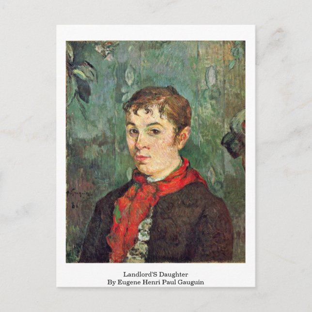 Cartão Postal Filha Do Landlord Por Eugene Henri Paul Gauguin (Frente)