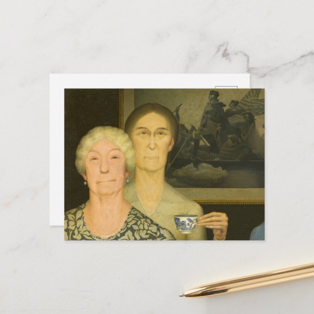 Cartão Postal Filhas da Revolução de Grant Wood (Frente/Verso In Situ)