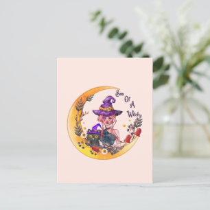 Cartão Postal Filho de uma bruxa - Design da lua crescente