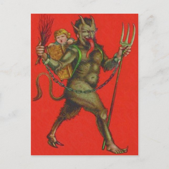 Cartão Postal Filho do Sequestro do Comutador Red Krampus Pitchf (Frente)