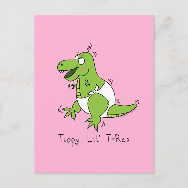 Cartão Postal Filhos De Dinossauro Cute Baby T-Rex (Frente)