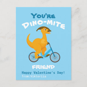 Cartão Postal Filhos Dia de os namorados de amizade dinossauro e