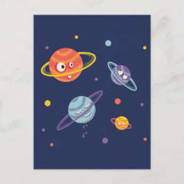 Cartão Postal Filhos Espaciais de Cartoons de Planetas Cujos Pla