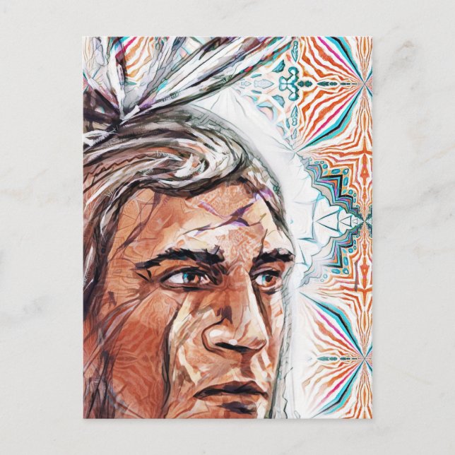 Cartão Postal Filhote antiga e padrão fractal (Frente)