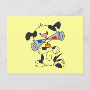 Cartão Postal Filhote de cachorro com t-shirt e presentes do