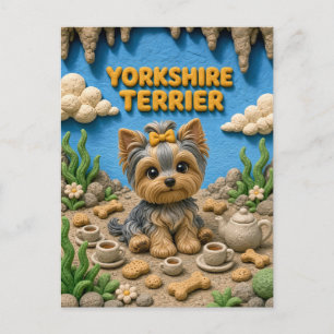 Cartão Postal Filhote de cachorro Yorkshire Terrier fofo, cachor