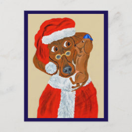 Cartão Postal Filhote de Dachshund contando ao Papai Noel seus d