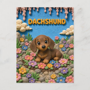 Cartão Postal Filhote de Dachshund Fofo, Cachorro Bebê