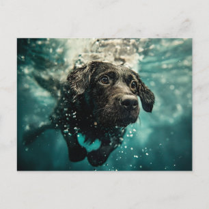 Cartão Postal Filhote de Labrador Nadando Debaixo d'Água Design